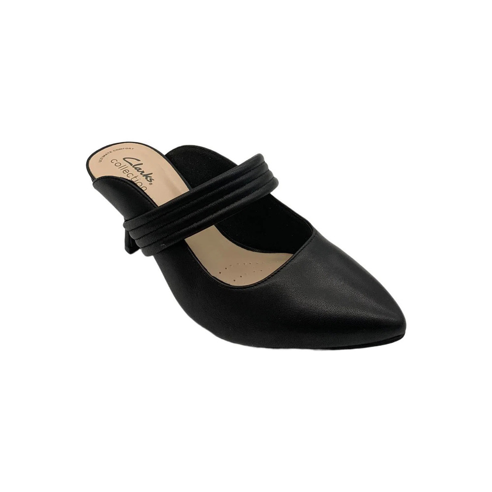 Clarks Women's Kataleyna Dusk Slip-On Heeled Sandals Black - Wide - Picture 1 of 3